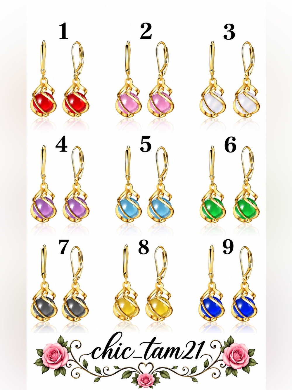 Hamdmade Healing Gemstone Drop Earrings